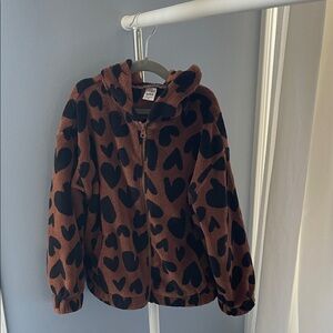 Carter's Kid Brown and Black Fleece Jacket with Heart Details